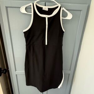 Elegant Black and White Zip-Front Athletic Mini Dress